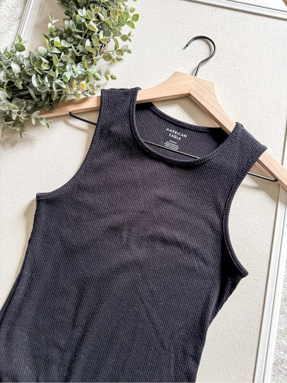 American Eagle Black Ribbed Sleeveless Bodysuit Size Medium